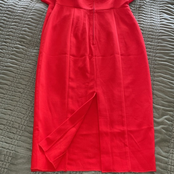 Elegant Holiday Red Long Sleeve Dress size 6 with ruffle detail and pencil skirt - Picture 5 of 8